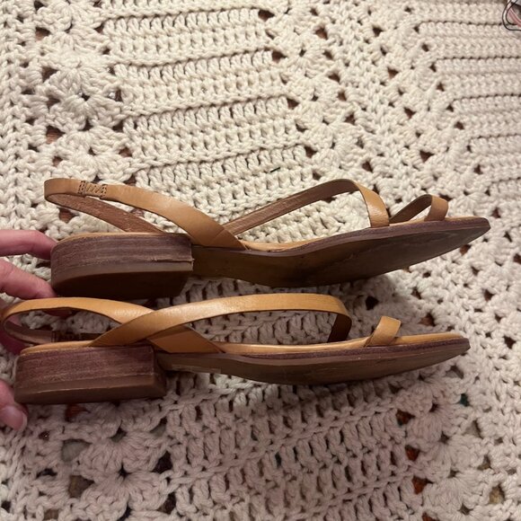Madewell Heidi Slingback Sandals - Tan Leather Size 8 1/2 - Picture 3 of 7